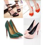 Many different kinds of shoes.