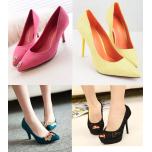 Many different kinds of shoes.