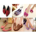 Many different kinds of shoes.